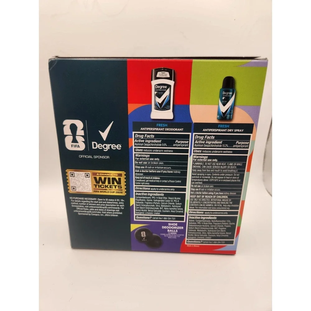 Degree Men UltraClear FIFA Gift Set Antiperspirant Deodorant Stick & Dry Spray +